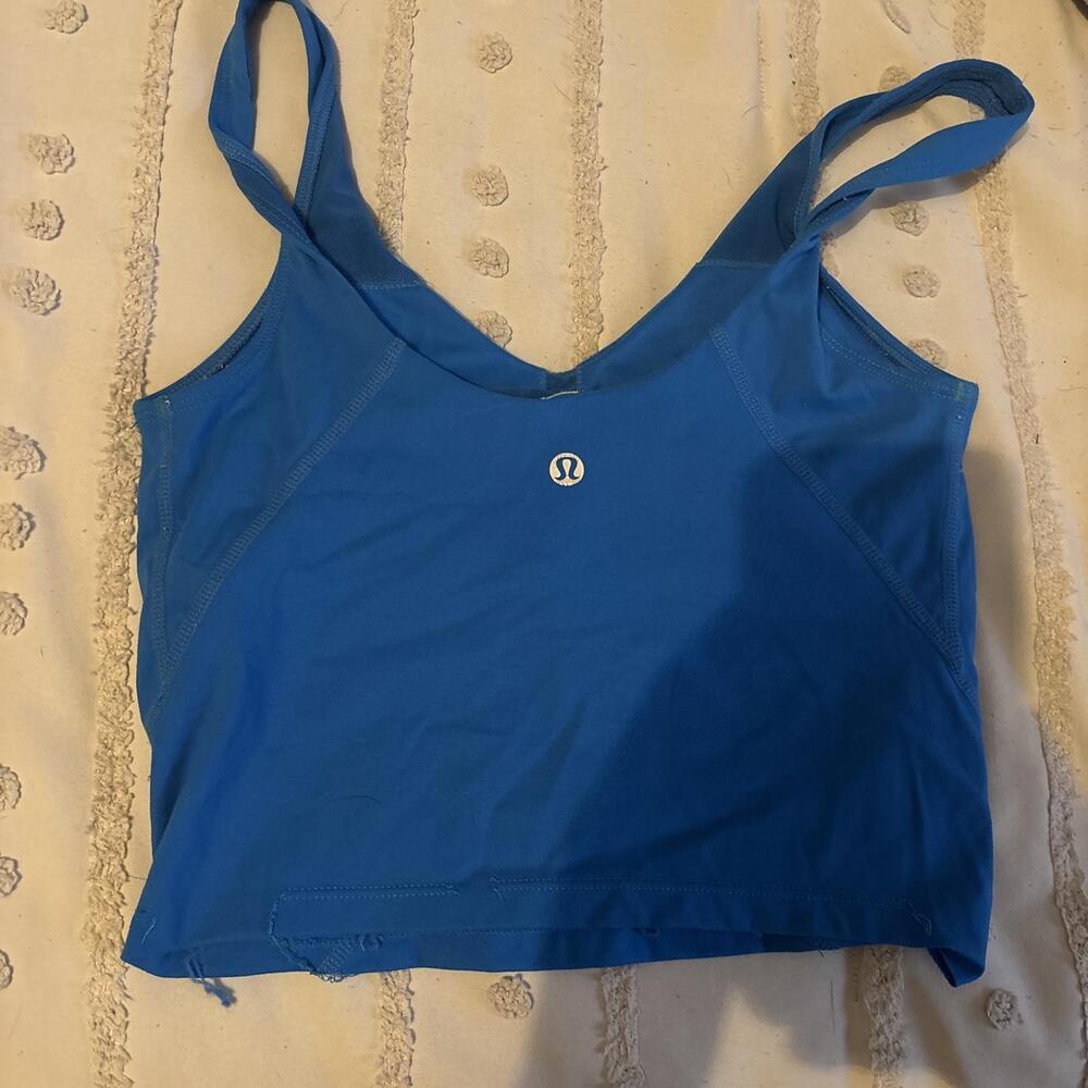 Women Bright Blue V-Neck Yoga Crop Tank Top